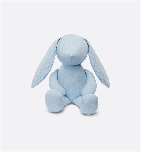 Rabbit Stuffed Toy Light Blue Cannage Cotton 